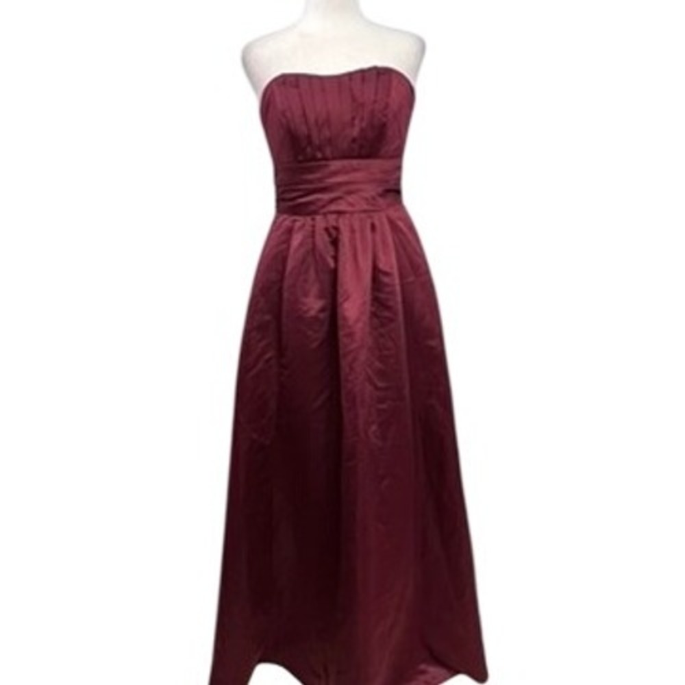 Evening Gown Women's Size 4 Burgundy‎ Strapless David's Bridal Prom Bridesmaid